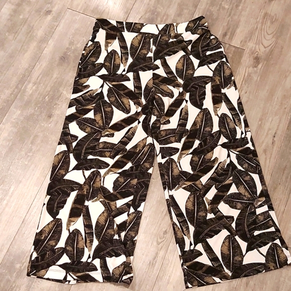 Wide-leg Tropical Print Pants Size S - Picture 3 of 5